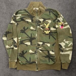 blowfish mens camouflage jacket full zip size large military style patches